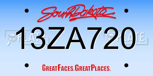 13ZA720 South Dakota License Plate