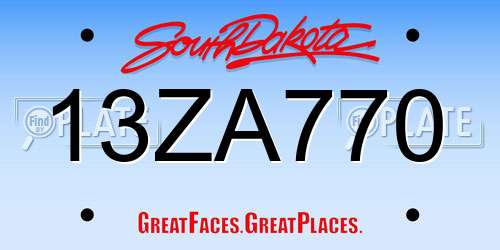 13ZA770 South Dakota License Plate