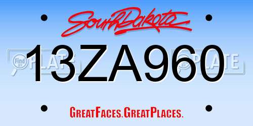13ZA960 South Dakota License Plate