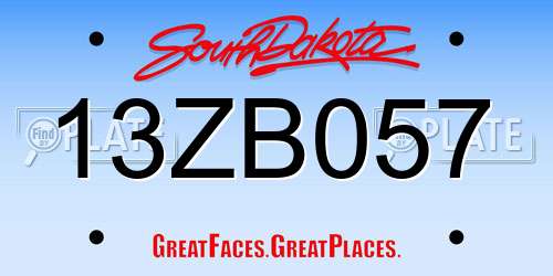 13ZB057 South Dakota License Plate