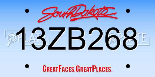 13ZB268 South Dakota License Plate