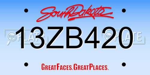 13ZB420 South Dakota License Plate
