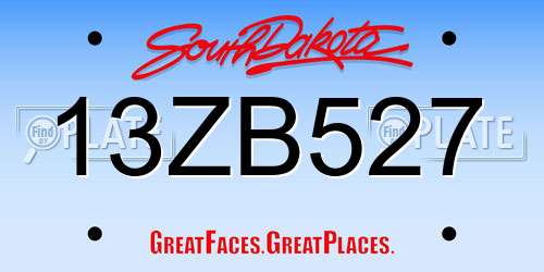 13ZB527 South Dakota License Plate