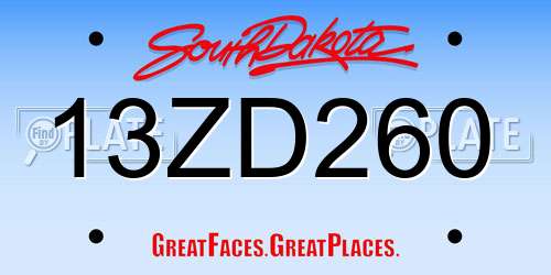 13ZD260 South Dakota License Plate