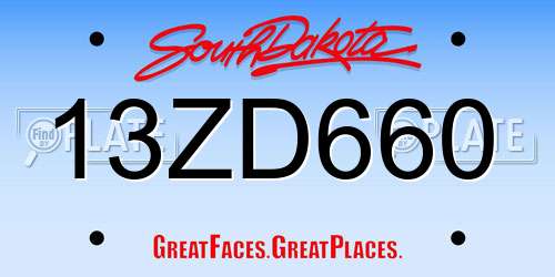 13ZD660 South Dakota License Plate