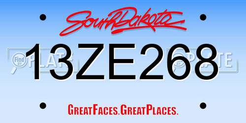 13ZE268 South Dakota License Plate