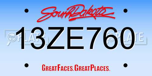 13ZE760 South Dakota License Plate