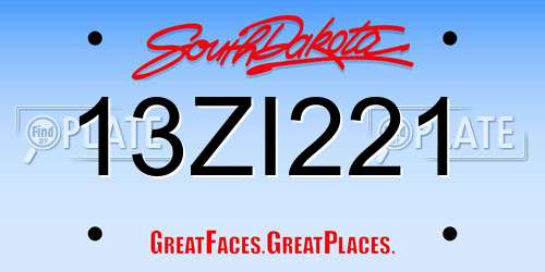 13ZI221 South Dakota License Plate