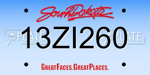13ZI260 South Dakota License Plate