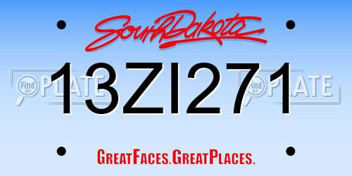 13ZI271 South Dakota License Plate