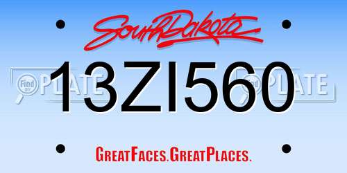 13ZI560 South Dakota License Plate