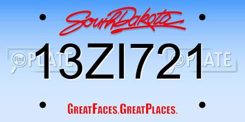 13ZI721 South Dakota License Plate
