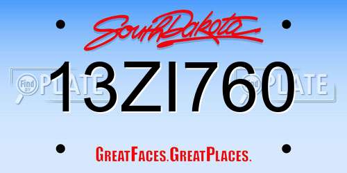 13ZI760 South Dakota License Plate