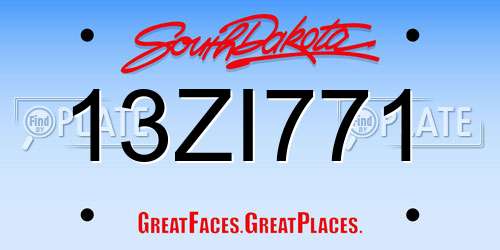 13ZI771 South Dakota License Plate