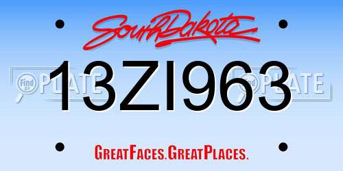 13ZI963 South Dakota License Plate