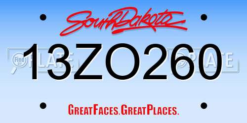13ZO260 South Dakota License Plate