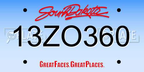 13ZO360 South Dakota License Plate