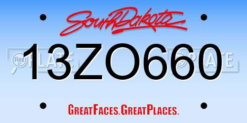 13ZO660 South Dakota License Plate