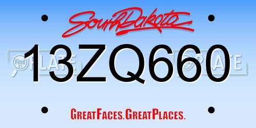 13ZQ660 South Dakota License Plate