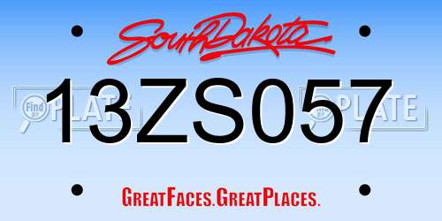 13ZS057 South Dakota License Plate