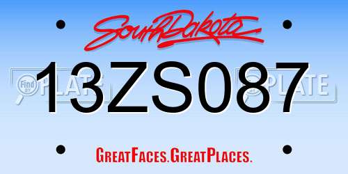 13ZS087 South Dakota License Plate
