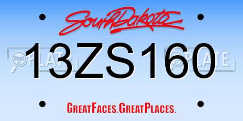 13ZS160 South Dakota License Plate