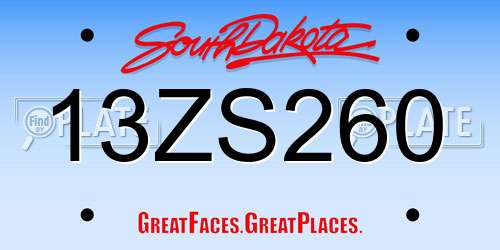 13ZS260 South Dakota License Plate