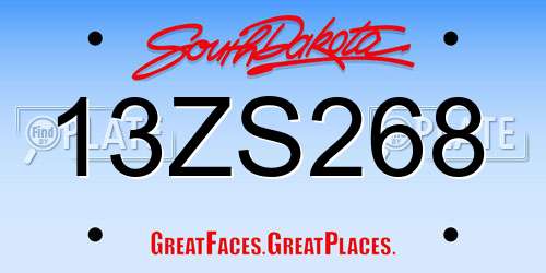 13ZS268 South Dakota License Plate