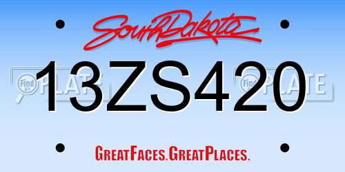 13ZS420 South Dakota License Plate