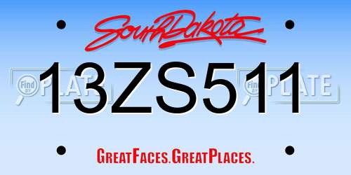 13ZS511 South Dakota License Plate