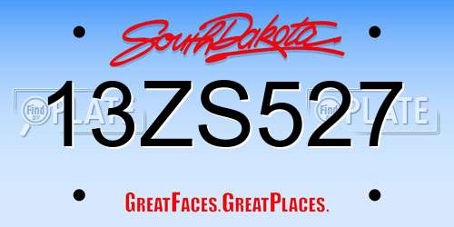 13ZS527 South Dakota License Plate