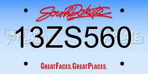 13ZS560 South Dakota License Plate