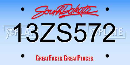 13ZS572 South Dakota License Plate