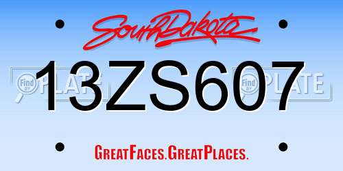 13ZS607 South Dakota License Plate
