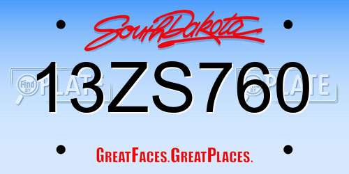 13ZS760 South Dakota License Plate