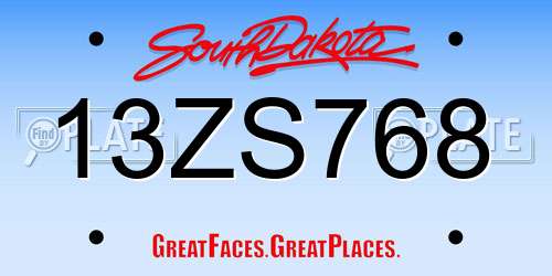 13ZS768 South Dakota License Plate