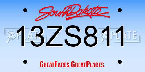 13ZS811 South Dakota License Plate