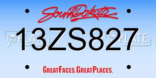 13ZS827 South Dakota License Plate