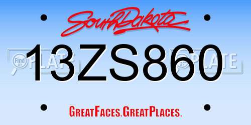 13ZS860 South Dakota License Plate