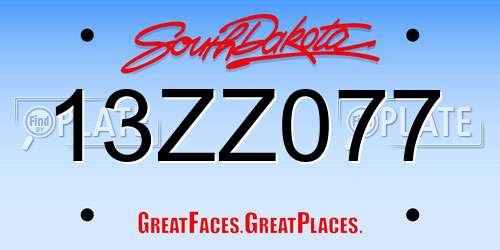 13ZZ077 South Dakota License Plate