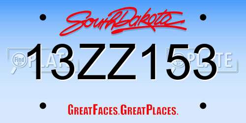 13ZZ153 South Dakota License Plate