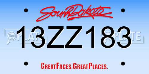 13ZZ183 South Dakota License Plate
