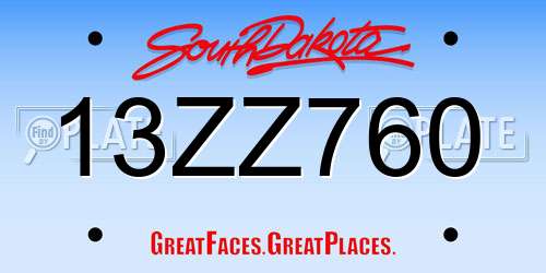 13ZZ760 South Dakota License Plate