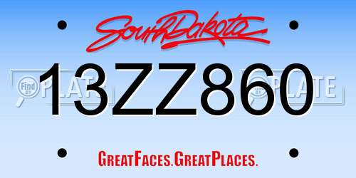13ZZ860 South Dakota License Plate