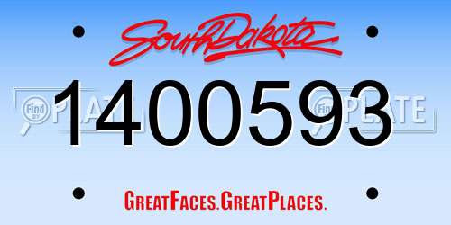 1400593 South Dakota License Plate
