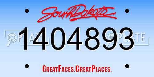 1404893 South Dakota License Plate