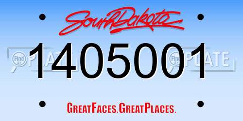 1405001 South Dakota License Plate