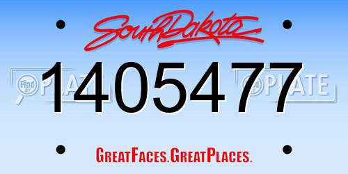1405477 South Dakota License Plate