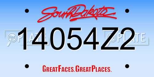14054Z2 South Dakota License Plate
