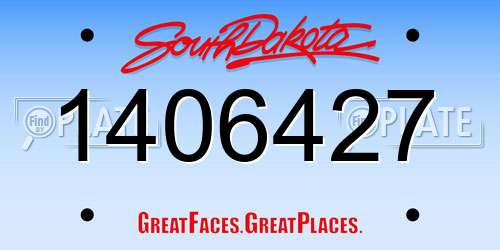 1406427 South Dakota License Plate
